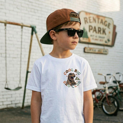 Cool Big Bro Club Dinosaur Shirt, Retro Promoted To Big Brother Announcement Tee, Toddler Boy Checkered Sibling Reveal Gift, 2026 Dino Top
