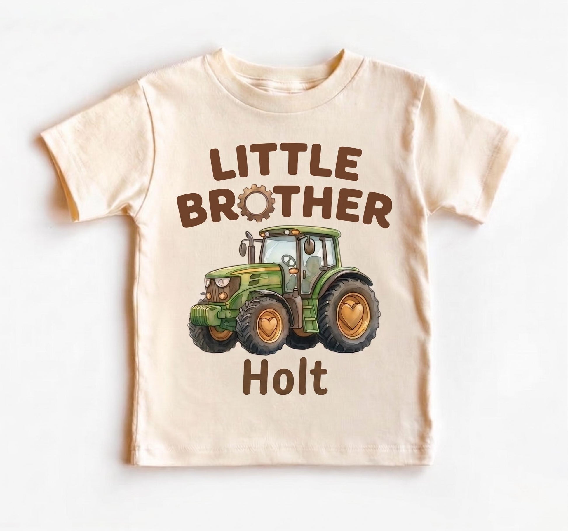 Personalized Big Brother Little Brother Tractor Shirts, Custom Farm Matching Sibling Outfits, New Baby Boy Announcement Tees
