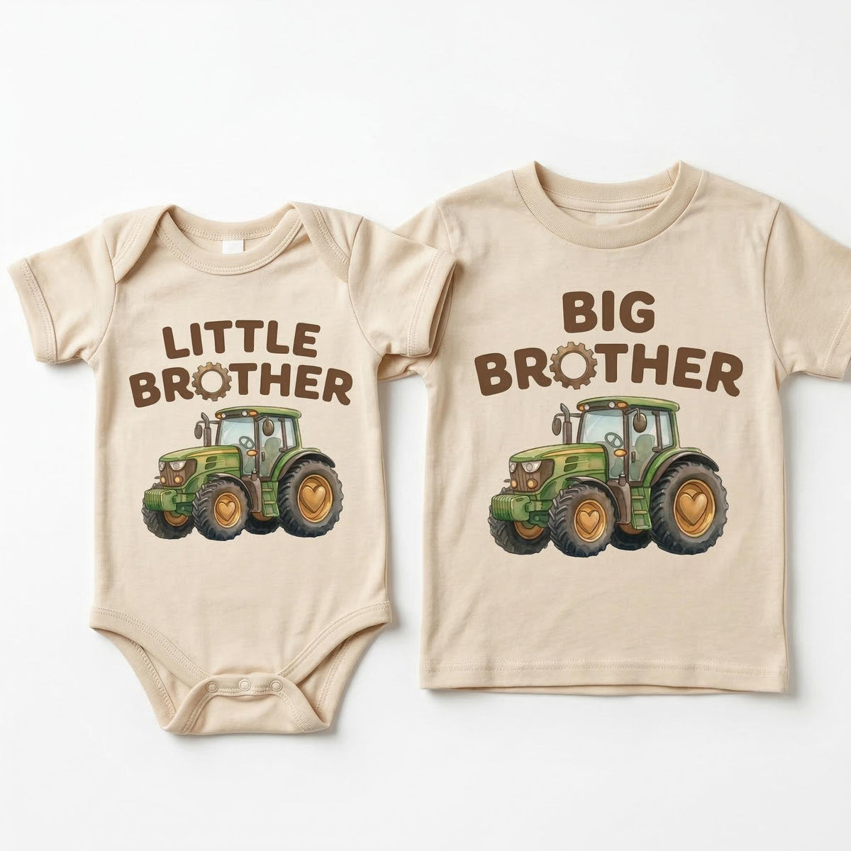 Personalized Big Brother Little Brother Tractor Shirts, Custom Farm Matching Sibling Outfits, New Baby Boy Announcement Tees
