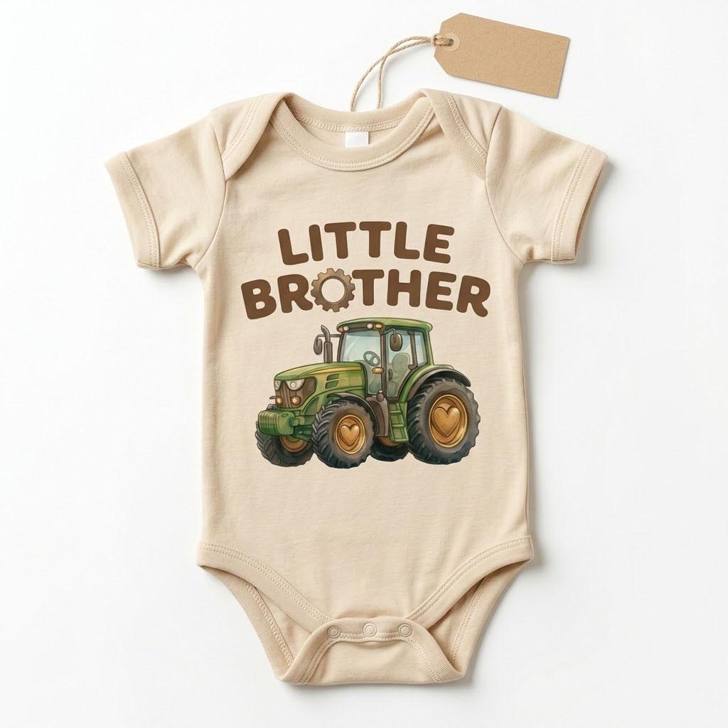 Personalized Big Brother Little Brother Tractor Shirts, Custom Farm Matching Sibling Outfits, New Baby Boy Announcement Tees