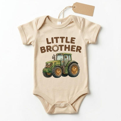 Personalized Big Brother Little Brother Tractor Shirts, Custom Farm Matching Sibling Outfits, New Baby Boy Announcement Tees