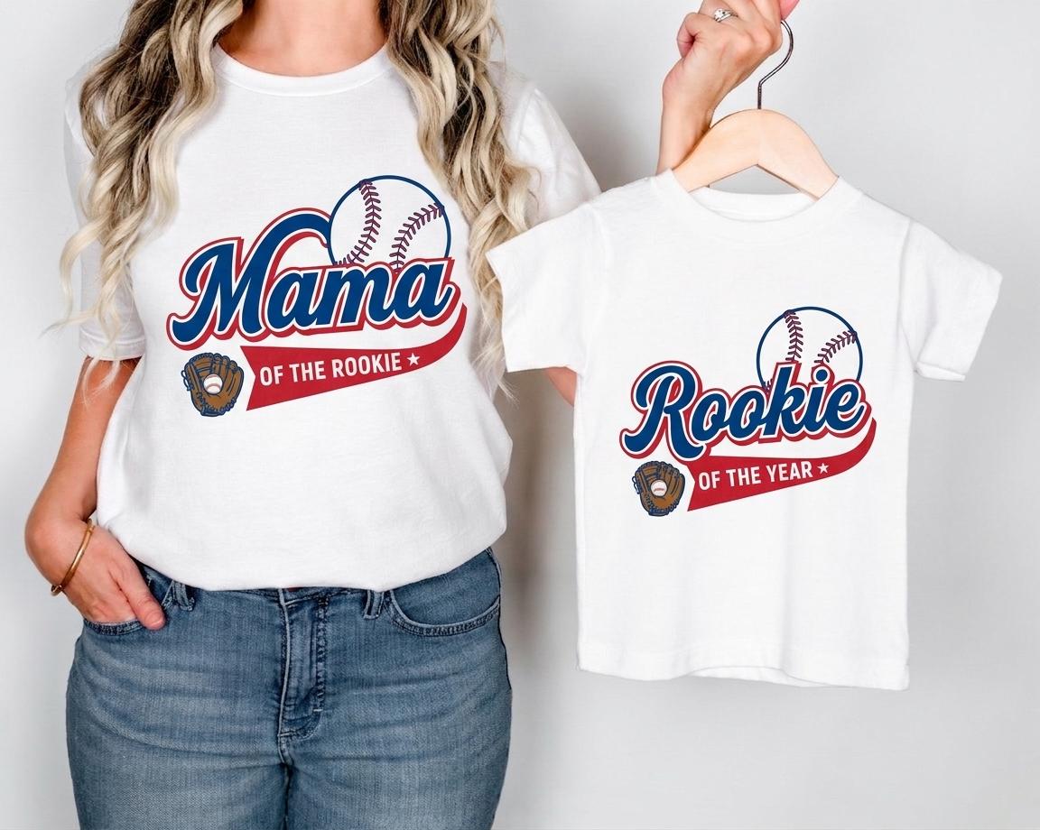 Rookie of the Year Shirt, Custom Baseball Family Matching Tees, 1st Birthday Personalized Mama Dada Brother Outfit, Tshirt Baseball for Son