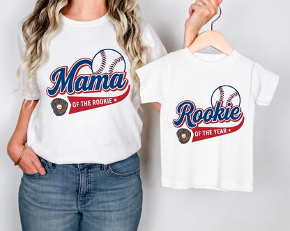 Rookie of the Year Shirt, Custom Baseball Family Matching Tees, 1st Birthday Personalized Mama Dada Brother Outfit, Tshirt Baseball for Son