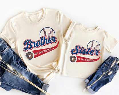 Rookie of the Year Shirt, Custom Baseball Family Matching Tees, 1st Birthday Personalized Mama Dada Brother Outfit, Tshirt Baseball for Son