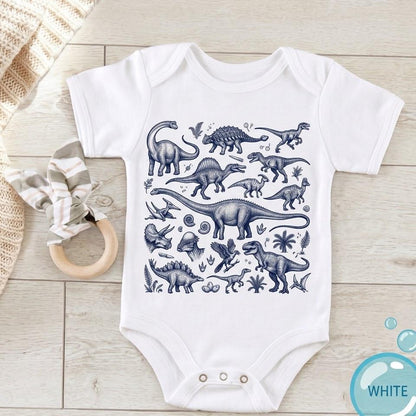 Vintage Dinosaur Shirt for Toddler Boys, Boho Neutral Kids Graphic Tee, T-Rex & Stegosaurus Print, Paleontology Birthday Gift