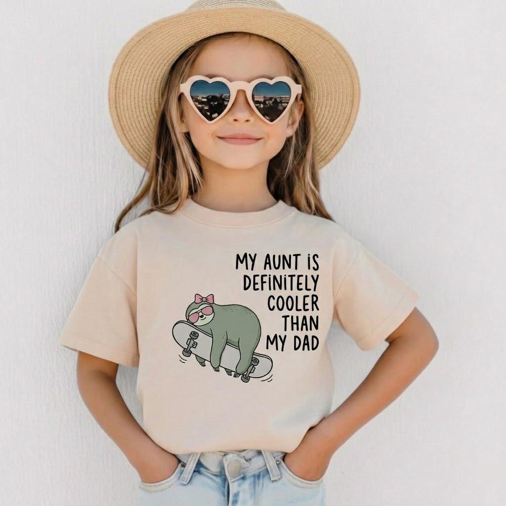 My Aunt Is Definitely Cooler Than My Dad Baby Bodysuit, Skater Dinosaur Onesie, Funny Auntie Gift for Nephew, Cute Boho Toddler Boy Shirt