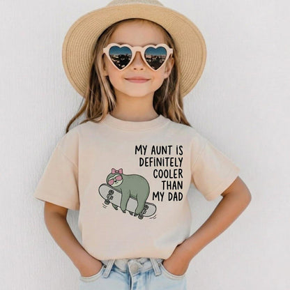 My Aunt Is Definitely Cooler Than My Dad Baby Bodysuit, Skater Dinosaur Onesie, Funny Auntie Gift for Nephew, Cute Boho Toddler Boy Shirt