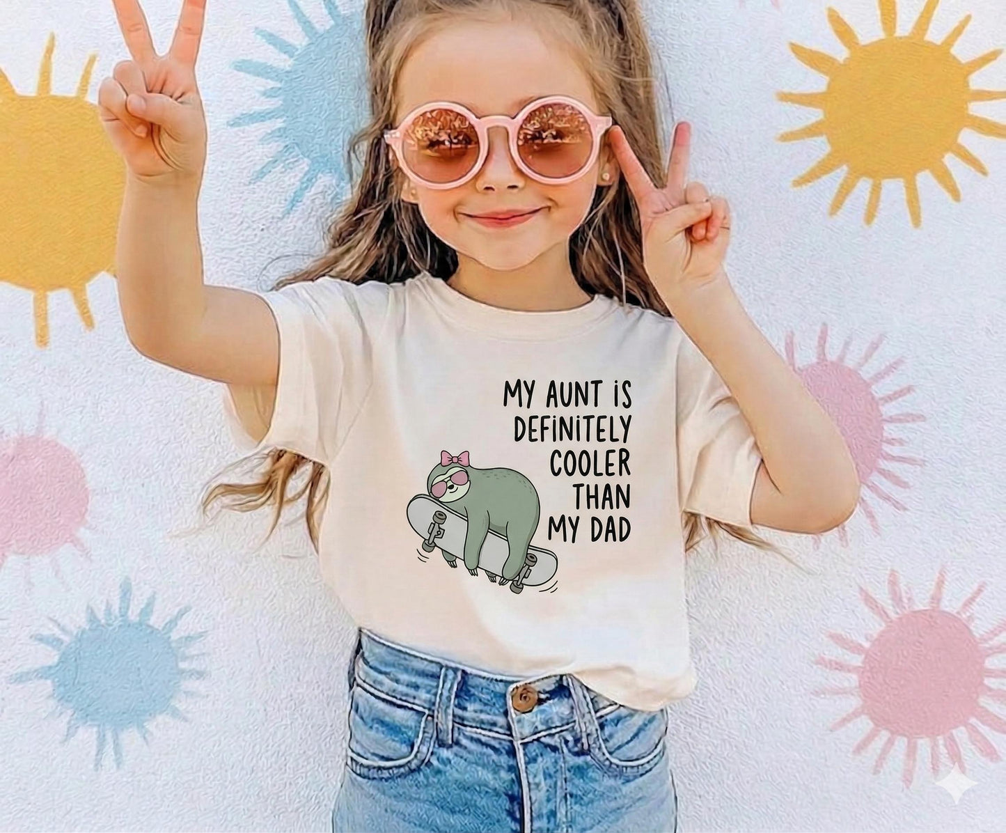 My Aunt Is Definitely Cooler Than My Dad Baby Bodysuit, Skater Dinosaur Onesie, Funny Auntie Gift for Nephew, Cute Boho Toddler Boy Shirt
