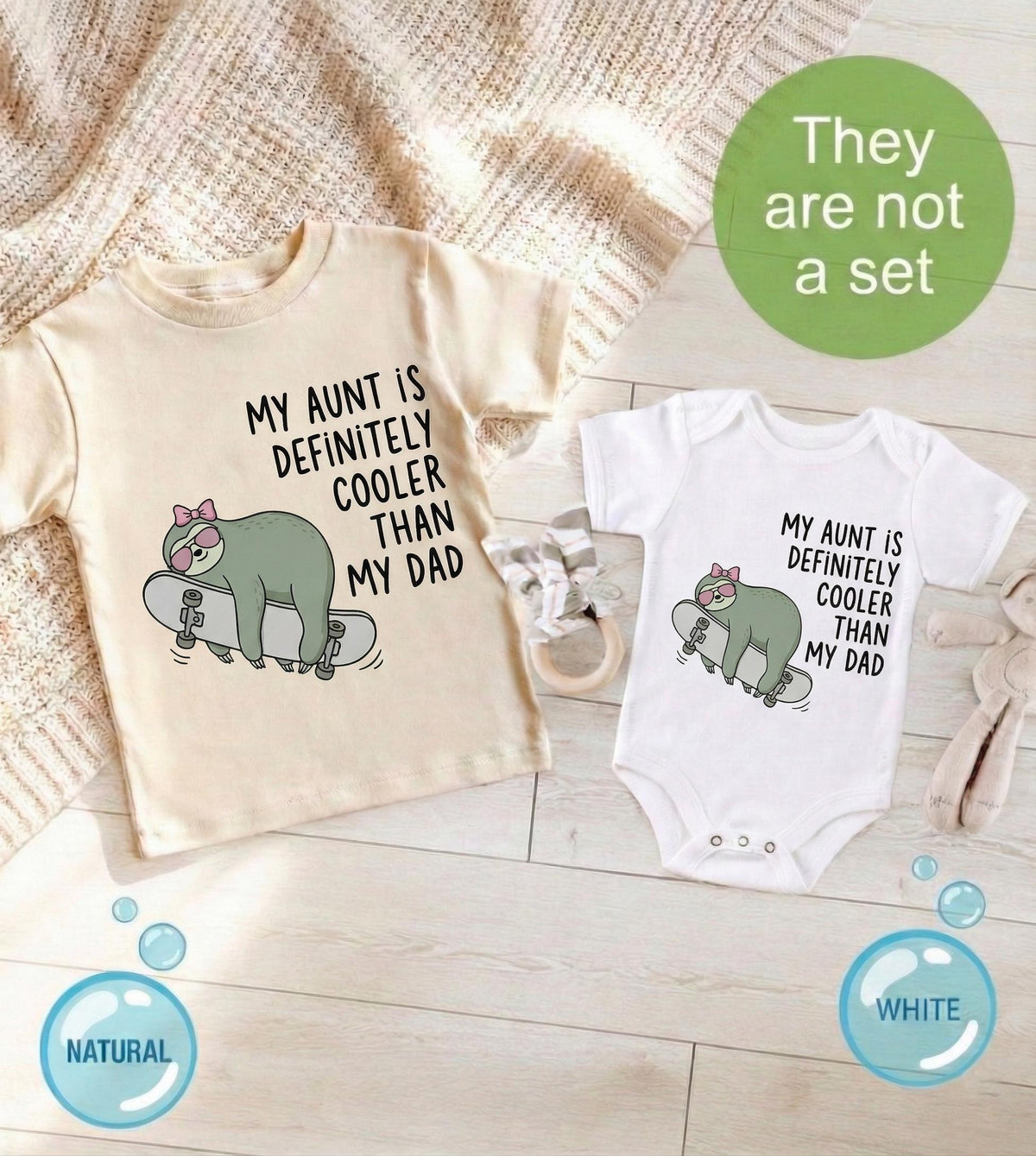 My Aunt Is Definitely Cooler Than My Dad Baby Bodysuit, Skater Dinosaur Onesie, Funny Auntie Gift for Nephew, Cute Boho Toddler Boy Shirt