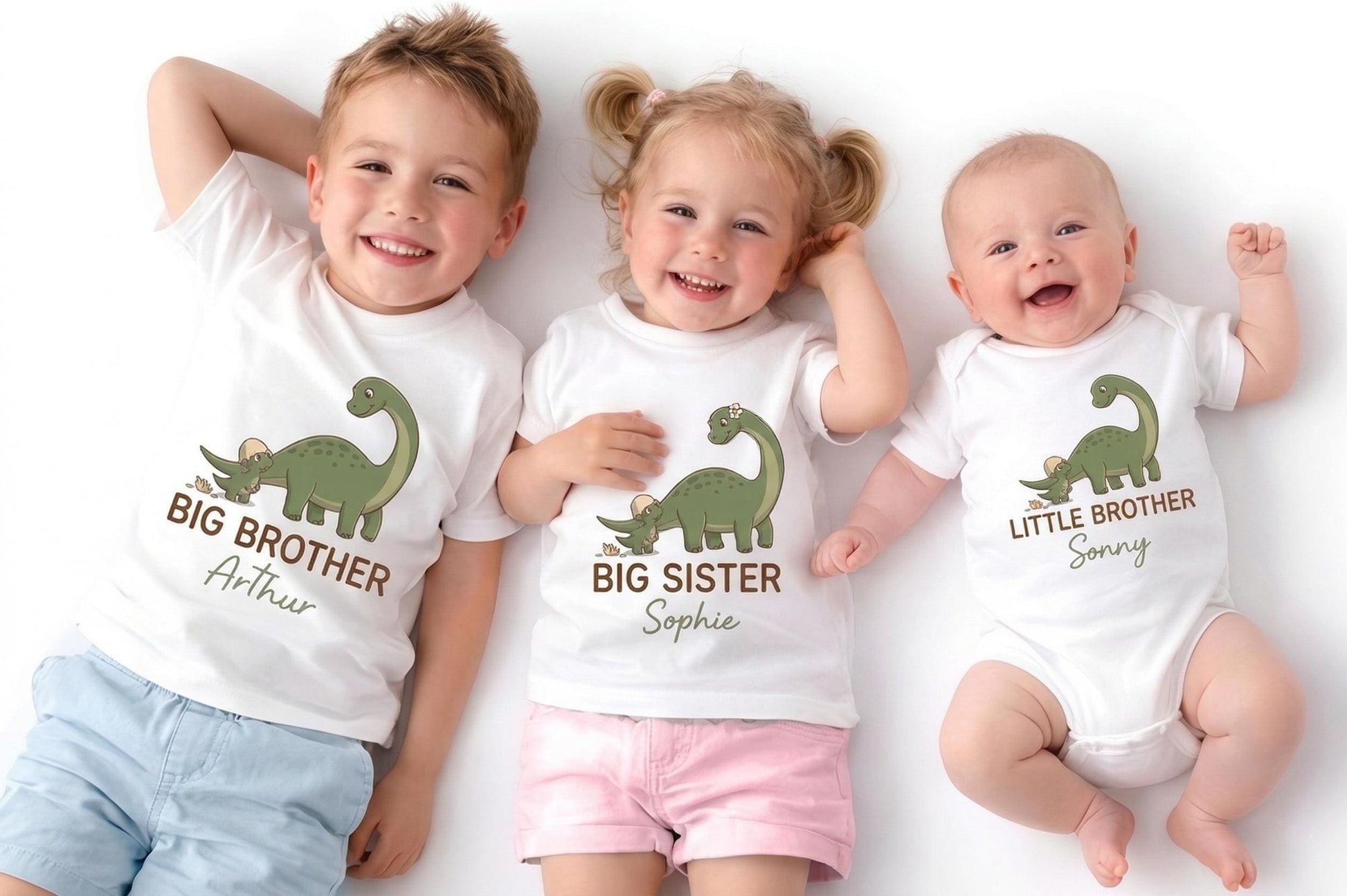Personalized Dinosaur Sibling Shirts, Big Brother Little Sister Matching Outfit, Promoted to Big Brother 2026, Pregnancy Reveal Gift