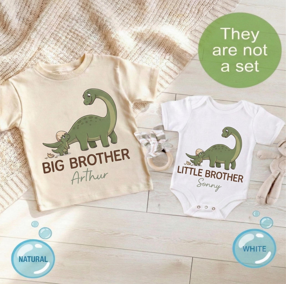 Personalized Dinosaur Sibling Shirts, Big Brother Little Sister Matching Outfit, Promoted to Big Brother 2026, Pregnancy Reveal Gift