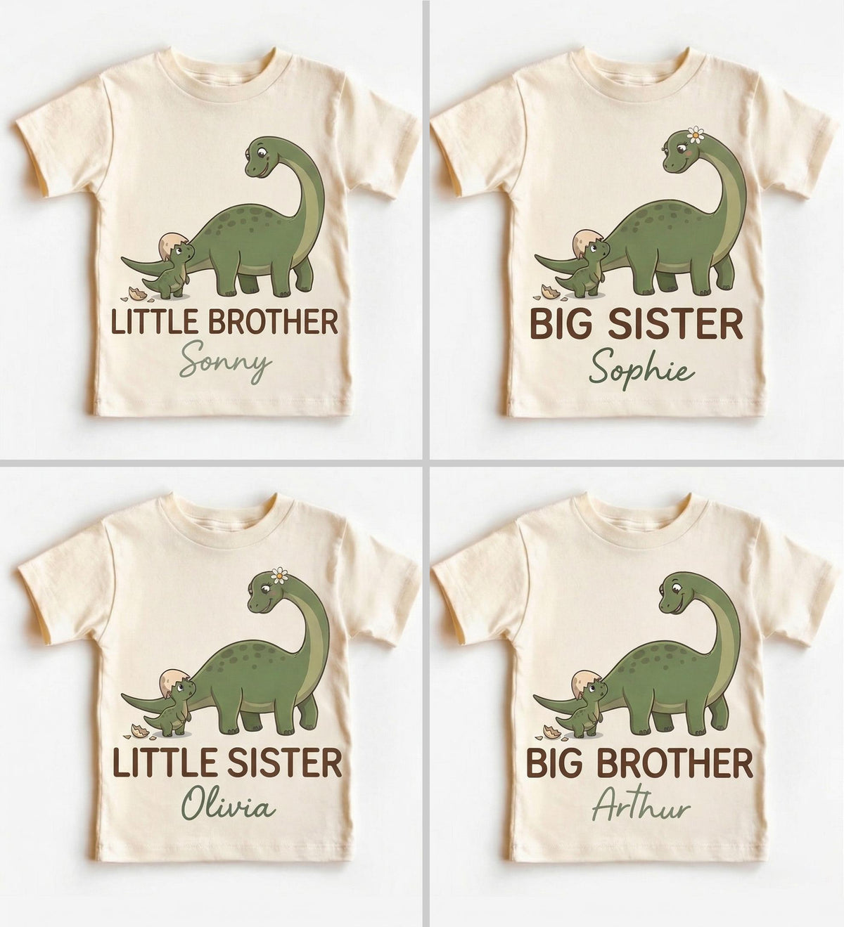 Personalized Dinosaur Sibling Shirts, Big Brother Little Sister Matching Outfit, Promoted to Big Brother 2026, Pregnancy Reveal Gift