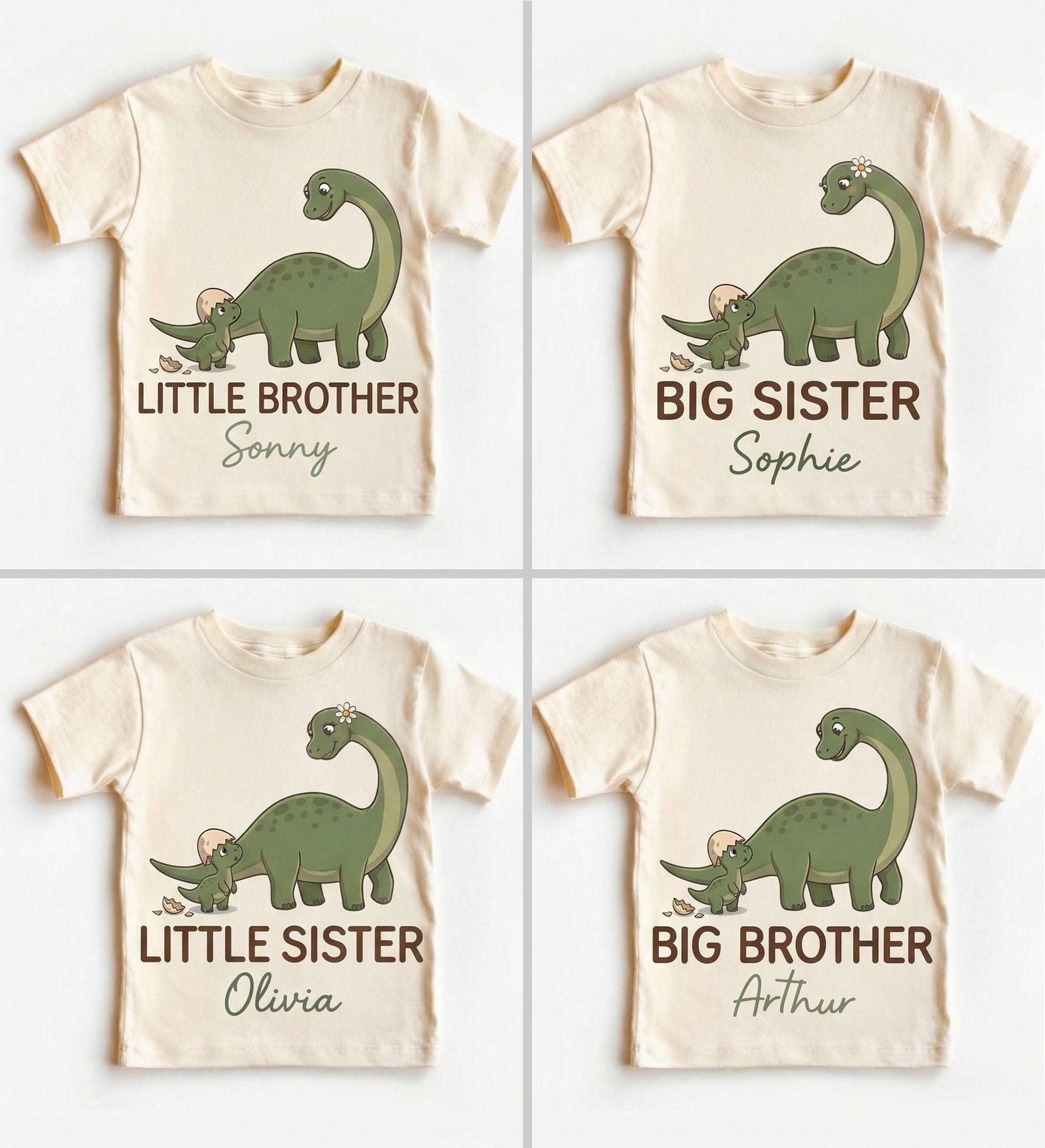 Personalized Dinosaur Sibling Shirts, Big Brother Little Sister Matching Outfit, Promoted to Big Brother 2026, Pregnancy Reveal Gift