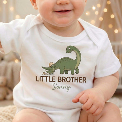 Personalized Dinosaur Sibling Shirts, Big Brother Little Sister Matching Outfit, Promoted to Big Brother 2026, Pregnancy Reveal Gift