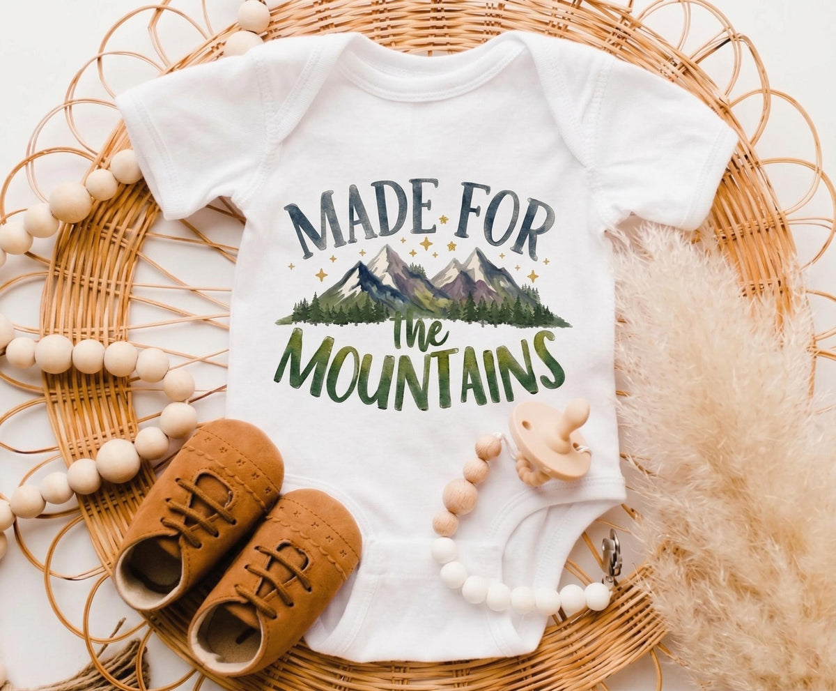 Made for the Mountains Toddler Shirt, Watercolor Mountain Kids Tee, Little Camper Outfit, Adventure Baby Clothes, Gender Neutral Hiking Top