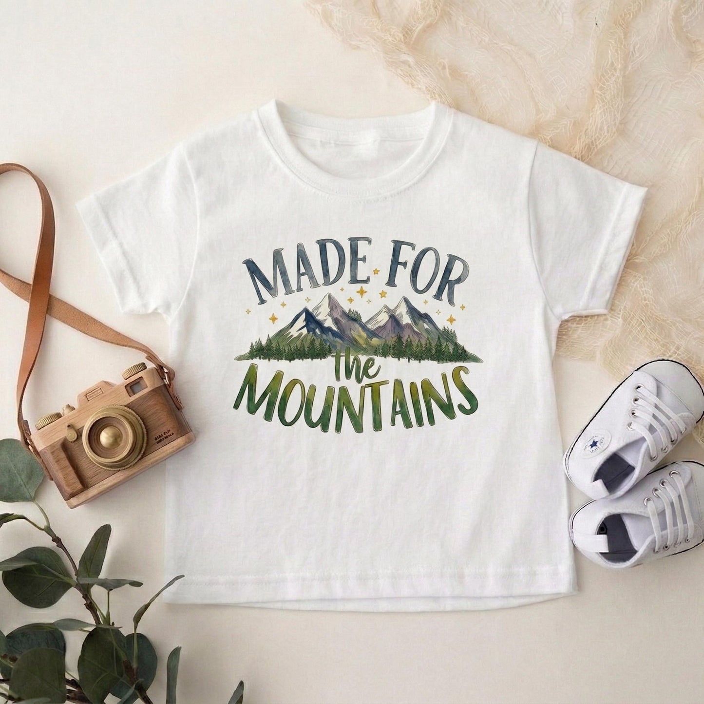 Made for the Mountains Toddler Shirt, Watercolor Mountain Kids Tee, Little Camper Outfit, Adventure Baby Clothes, Gender Neutral Hiking Top