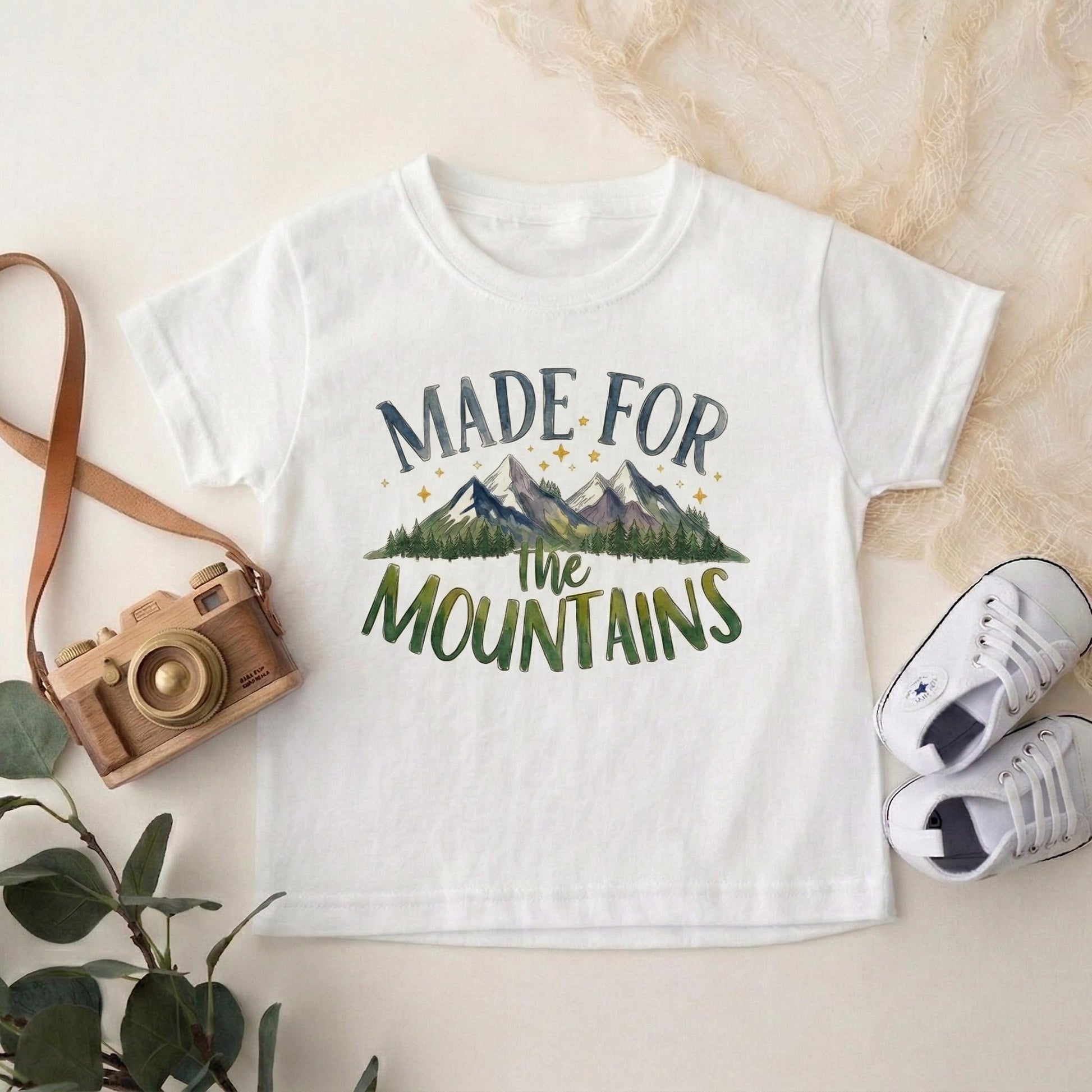 Made for the Mountains Toddler Shirt, Watercolor Mountain Kids Tee, Little Camper Outfit, Adventure Baby Clothes, Gender Neutral Hiking Top
