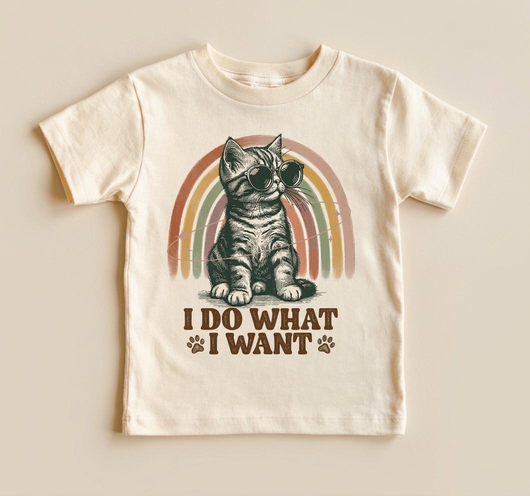 Boho Cat Mom Shirt, I Do What I Want Sarcastic Tee, Funny Retro Kitten Tshirt, Sassy Cat Lover Gift for Women, Rebellious Introvert Top