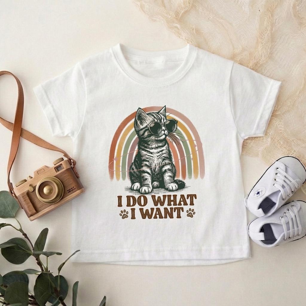 Boho Cat Mom Shirt, I Do What I Want Sarcastic Tee, Funny Retro Kitten Tshirt, Sassy Cat Lover Gift for Women, Rebellious Introvert Top