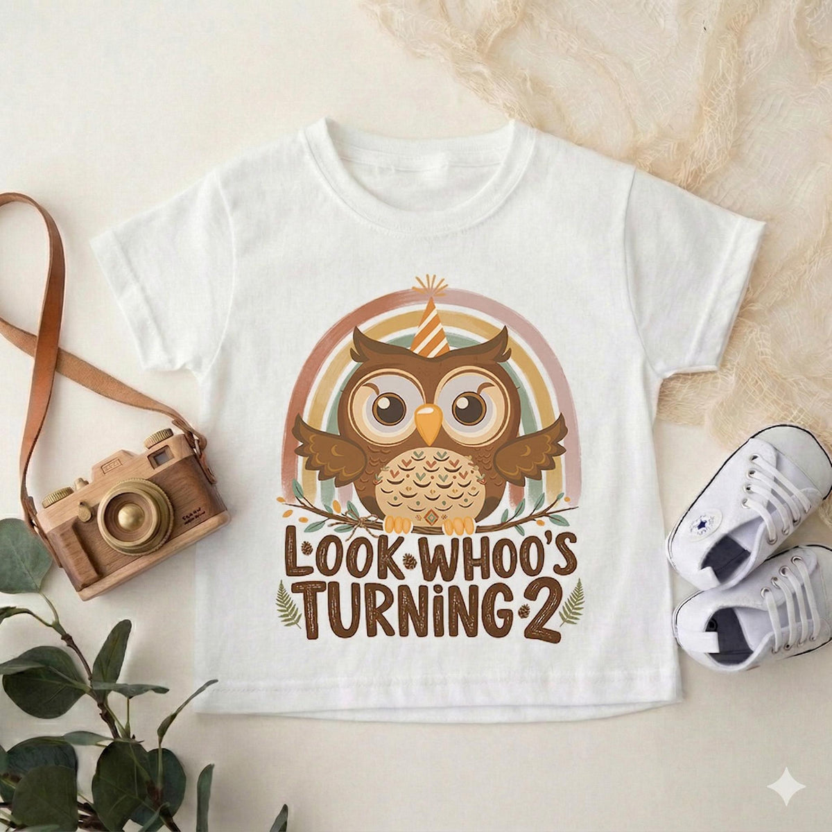 Boho Owl 2nd Birthday Shirt, Look Whoos Turning 2 Outfit, Woodland Two Year Old Tee, Cute Toddler Party Top, Second Bday Gift