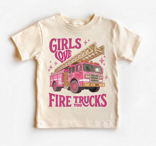Pink Fire Truck Toddler Girl Shirt, Future Firefighter Tee, Girls Fire Engine Outfit, Cute Birthday Gift for Kids