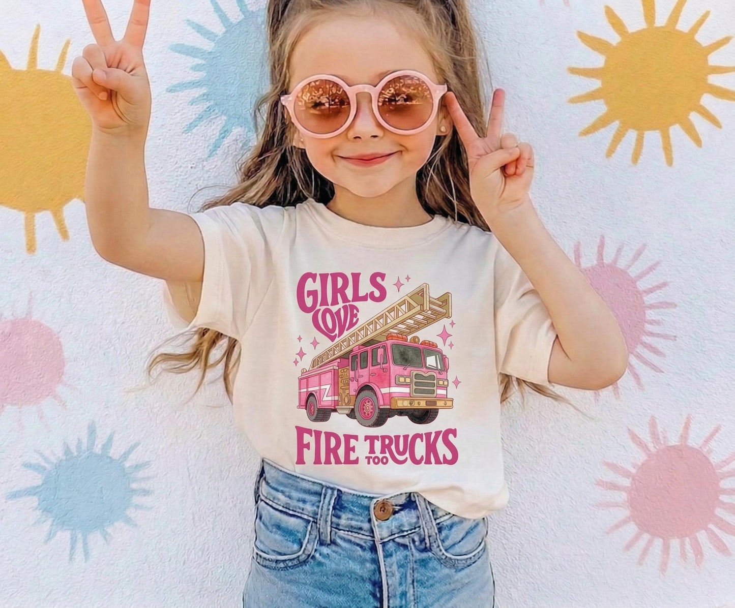 Pink Fire Truck Toddler Girl Shirt, Future Firefighter Tee, Girls Fire Engine Outfit, Cute Birthday Gift for Kids
