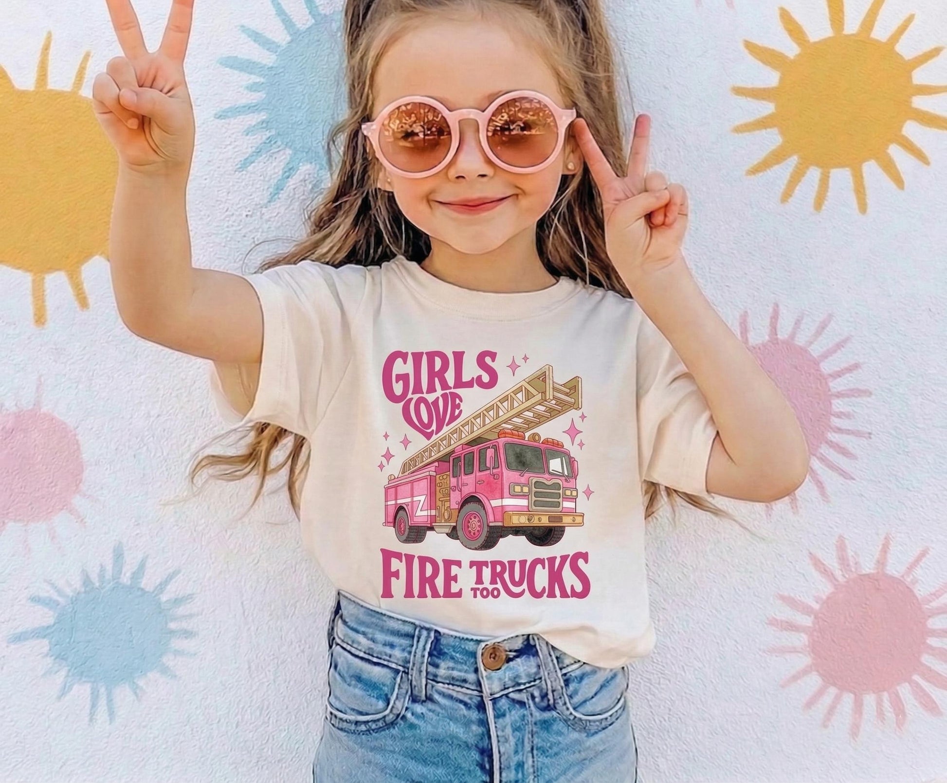 Pink Fire Truck Toddler Girl Shirt, Future Firefighter Tee, Girls Fire Engine Outfit, Cute Birthday Gift for Kids