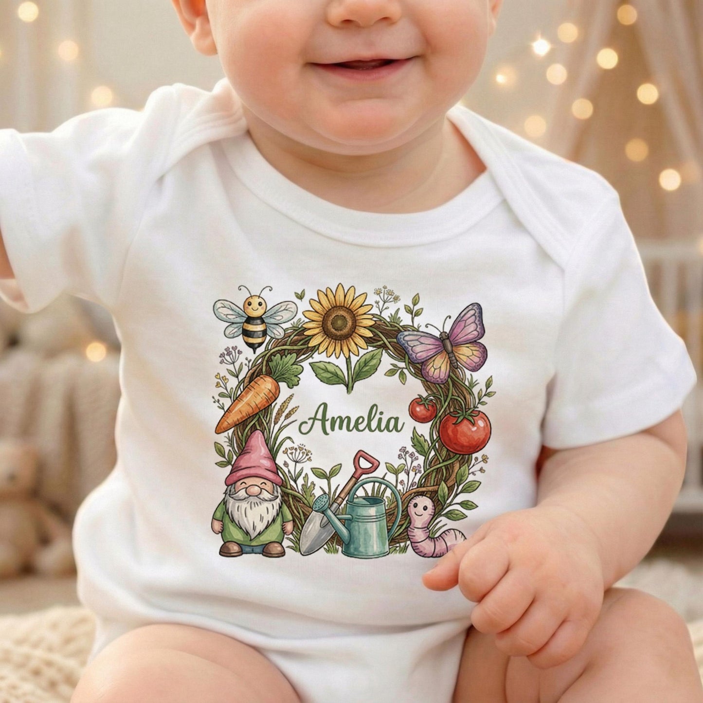 Cute Gnome Kids Shirt, Garden Doodles Toddler Tee, Spring Gardening Baby Outfit, Gnome Lover Gift for Boys Girls, Nature Botanical Shirt