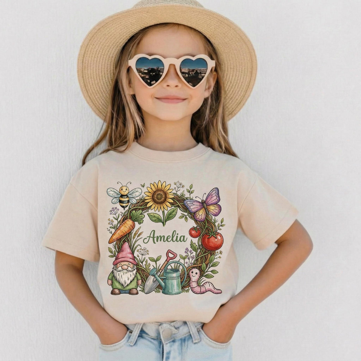 Cute Gnome Kids Shirt, Garden Doodles Toddler Tee, Spring Gardening Baby Outfit, Gnome Lover Gift for Boys Girls, Nature Botanical Shirt