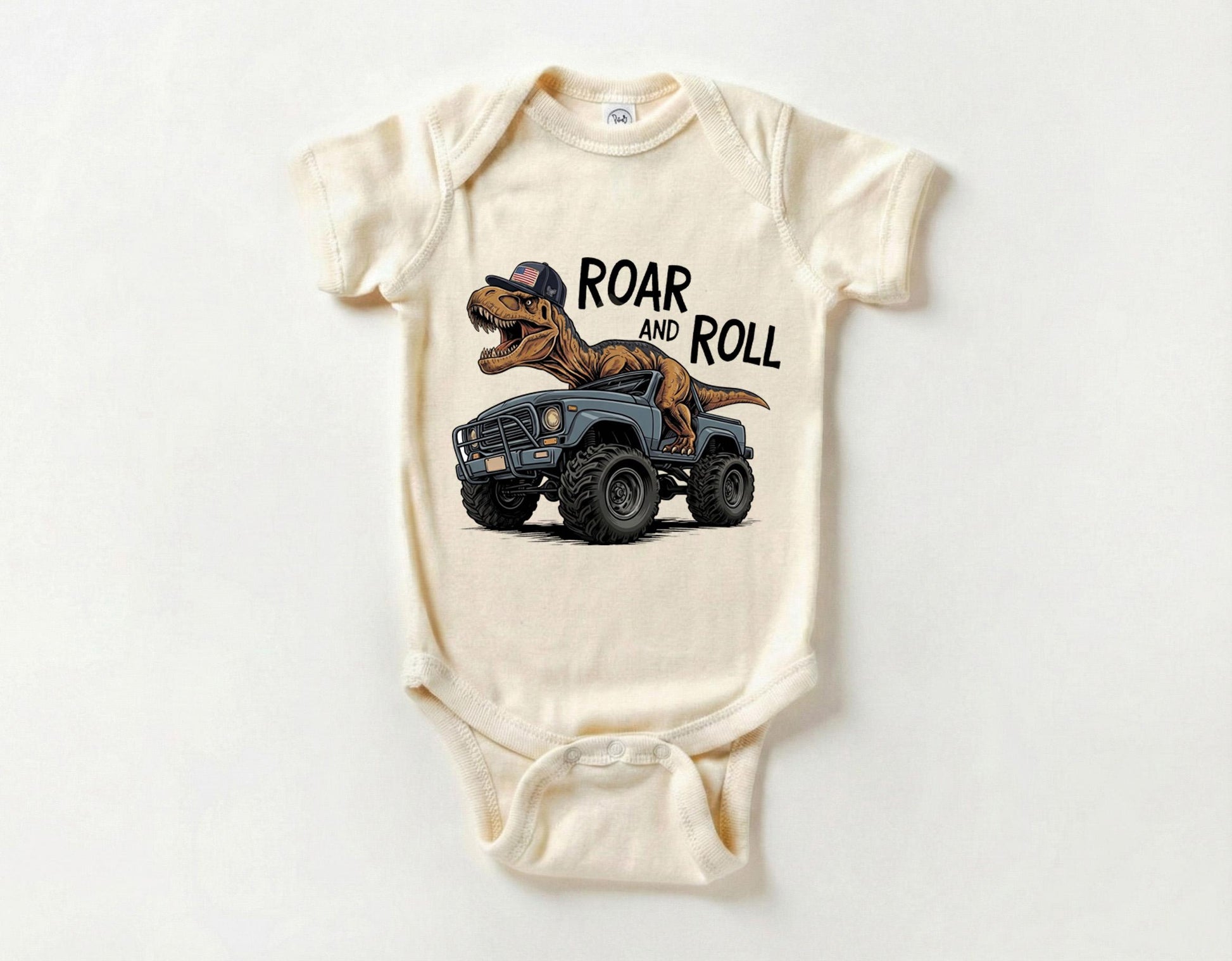 Dinosaur Monster Truck Shirt for Toddler Boys, Roar and Roll T-Rex Dino Truck Kids Tee, Cool Birthday Gift Outfit, Monster Jam Youth Shirt