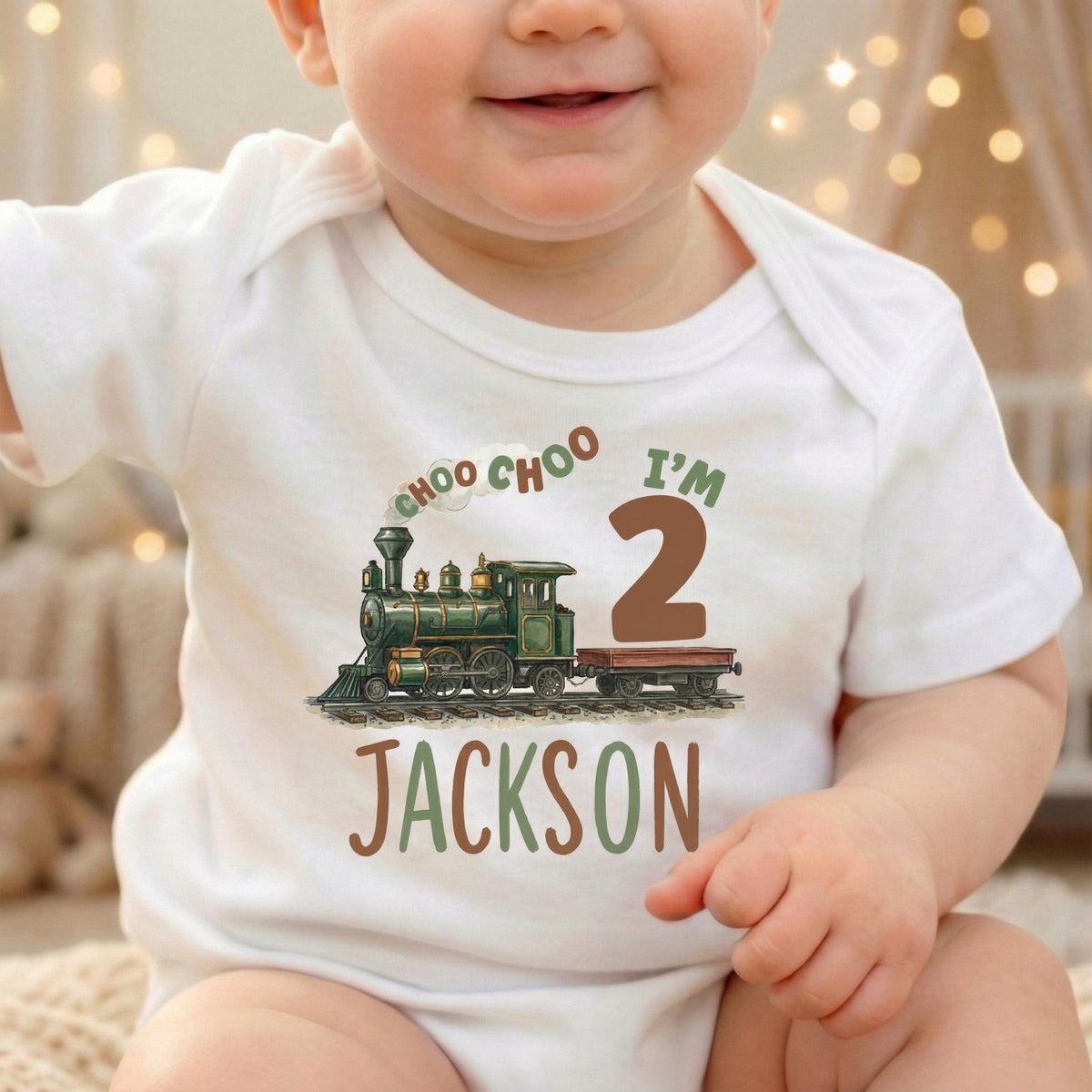 Personalized Choo Choo I'm 2 Shirt, Soft Cotton Train Toddler Tee, Custom Name 2nd Birthday Outfit, Boy Train Party Clothes