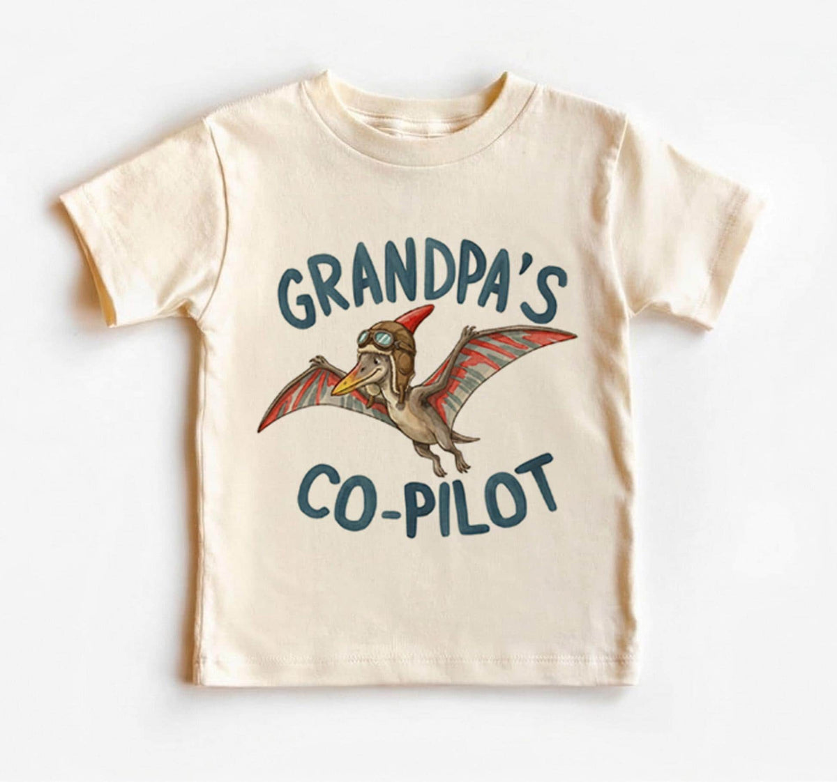 Grandpa's Co-Pilot Toddler Shirt, Dinosaur Future Pilot Tee, Kids First Flight Airplane Clothing, Aviator Dino Boy Girl Gift
