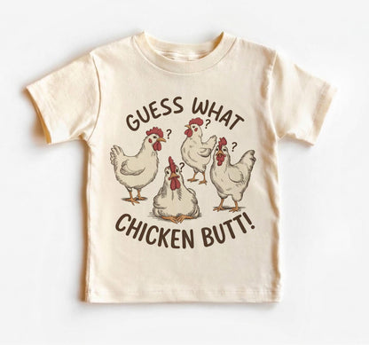 Funny Kids Chicken Shirt, Guess What Tee, Toddler Boy Humor Apparel, Cute Farm Animal Outfit, Joke Birthday Gift for Girl, Chicken Butt