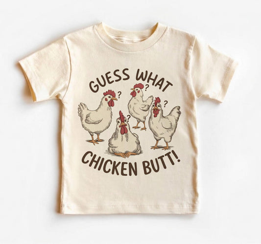 Funny Kids Chicken Shirt, Guess What Tee, Toddler Boy Humor Apparel, Cute Farm Animal Outfit, Joke Birthday Gift for Girl, Chicken Butt