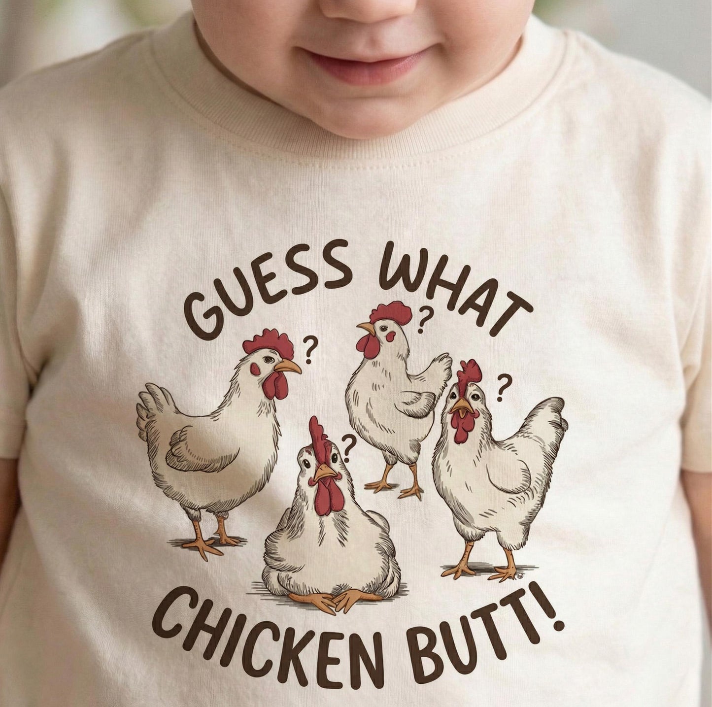 Funny Kids Chicken Shirt, Guess What Tee, Toddler Boy Humor Apparel, Cute Farm Animal Outfit, Joke Birthday Gift for Girl, Chicken Butt