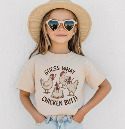 Funny Kids Chicken Shirt, Guess What Tee, Toddler Boy Humor Apparel, Cute Farm Animal Outfit, Joke Birthday Gift for Girl, Chicken Butt