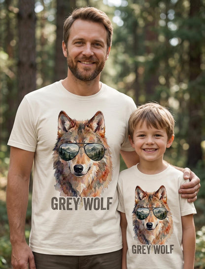Grey Wolf Toddler Shirt, Cute Educational Animal T-Shirt, Natural Boho Kids Tee, Soft Cotton Wildlife Gift