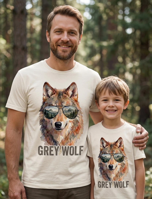 Grey Wolf Toddler Shirt, Cute Educational Animal T-Shirt, Natural Boho Kids Tee, Soft Cotton Wildlife Gift