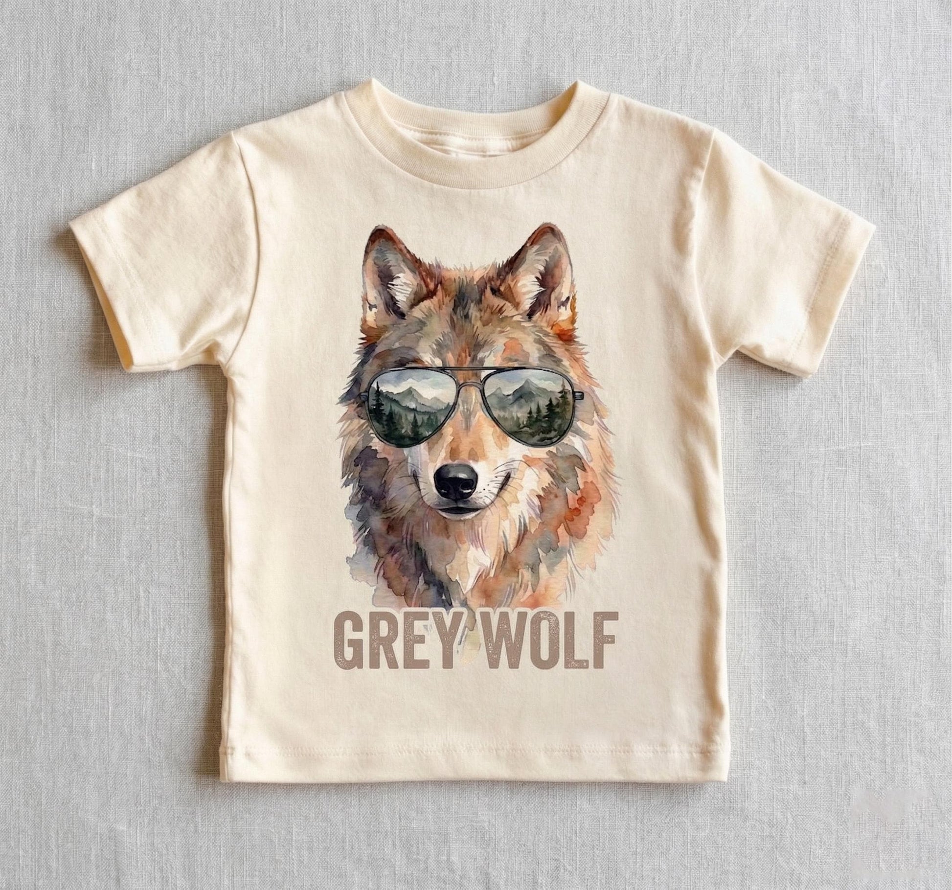 Grey Wolf Toddler Shirt, Cute Educational Animal T-Shirt, Natural Boho Kids Tee, Soft Cotton Wildlife Gift