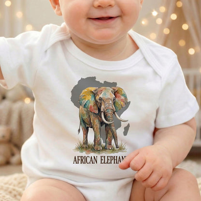 African Elephant Toddler Shirt, Watercolor Safari Animal Kids Tee, Zoo Trip Outfit for Boys and Girls, Africa Map Toddler Graphic Top