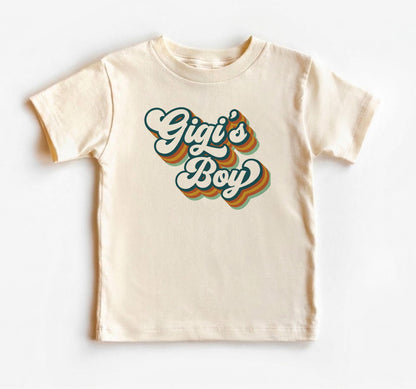 Gigi's Boy Toddler Shirt, Retro Groovy Grandson Tee, Cute Grandma Gift, Boho Baby Boy Outfit, Promoted To Gigi, New Birth Announcement