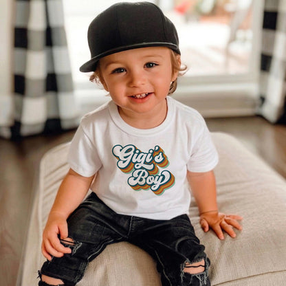 Gigi's Boy Toddler Shirt, Retro Groovy Grandson Tee, Cute Grandma Gift, Boho Baby Boy Outfit, Promoted To Gigi, New Birth Announcement