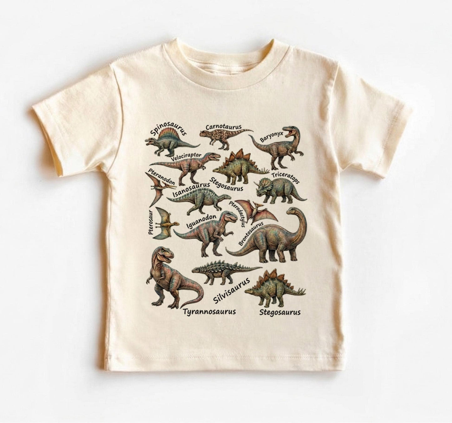 Dinosaur Names Toddler Shirt, Educational Dino Tee, Vintage Future Paleontologist Top, Boho Boy Girl Clothes, Kids Dinosaur Lover Gift