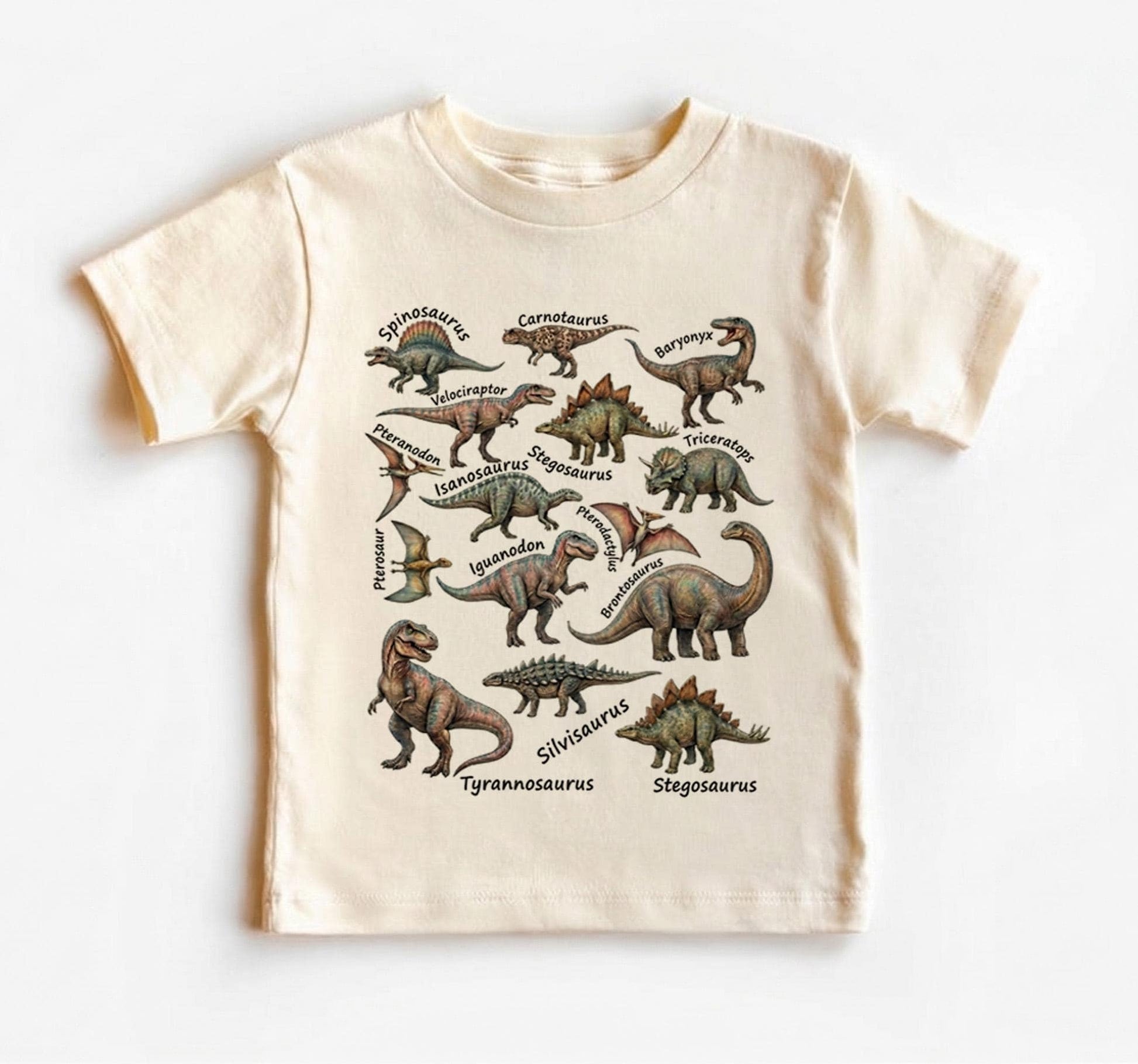 Dinosaur Names Toddler Shirt, Educational Dino Tee, Vintage Future Paleontologist Top, Boho Boy Girl Clothes, Kids Dinosaur Lover Gift