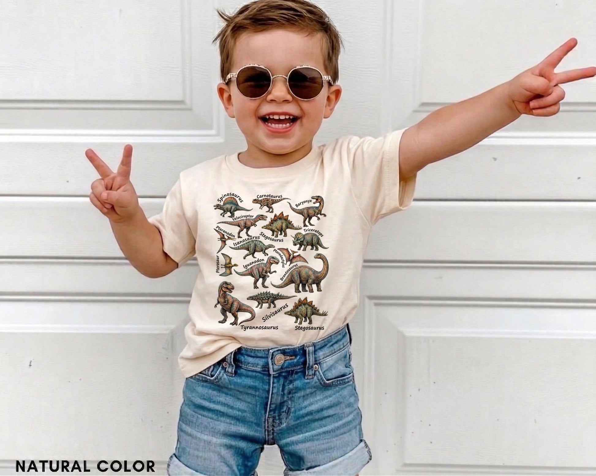 Dinosaur Names Toddler Shirt, Educational Dino Tee, Vintage Future Paleontologist Top, Boho Boy Girl Clothes, Kids Dinosaur Lover Gift