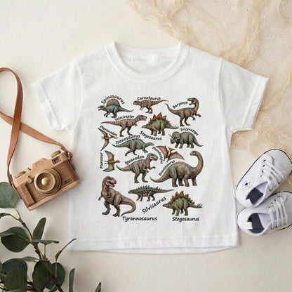Dinosaur Names Toddler Shirt, Educational Dino Tee, Vintage Future Paleontologist Top, Boho Boy Girl Clothes, Kids Dinosaur Lover Gift