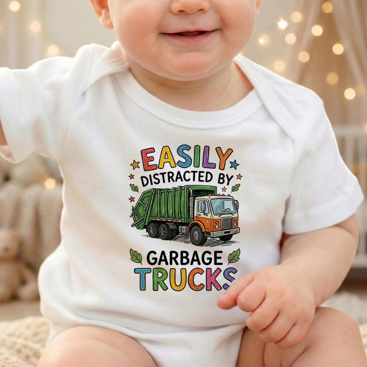 Easily Distracted by Garbage Trucks Kids Shirt, Colorful Trash Truck Toddler Tee, Trash Day Outfit, Cute Boy Recycle Truck Birthday Gift