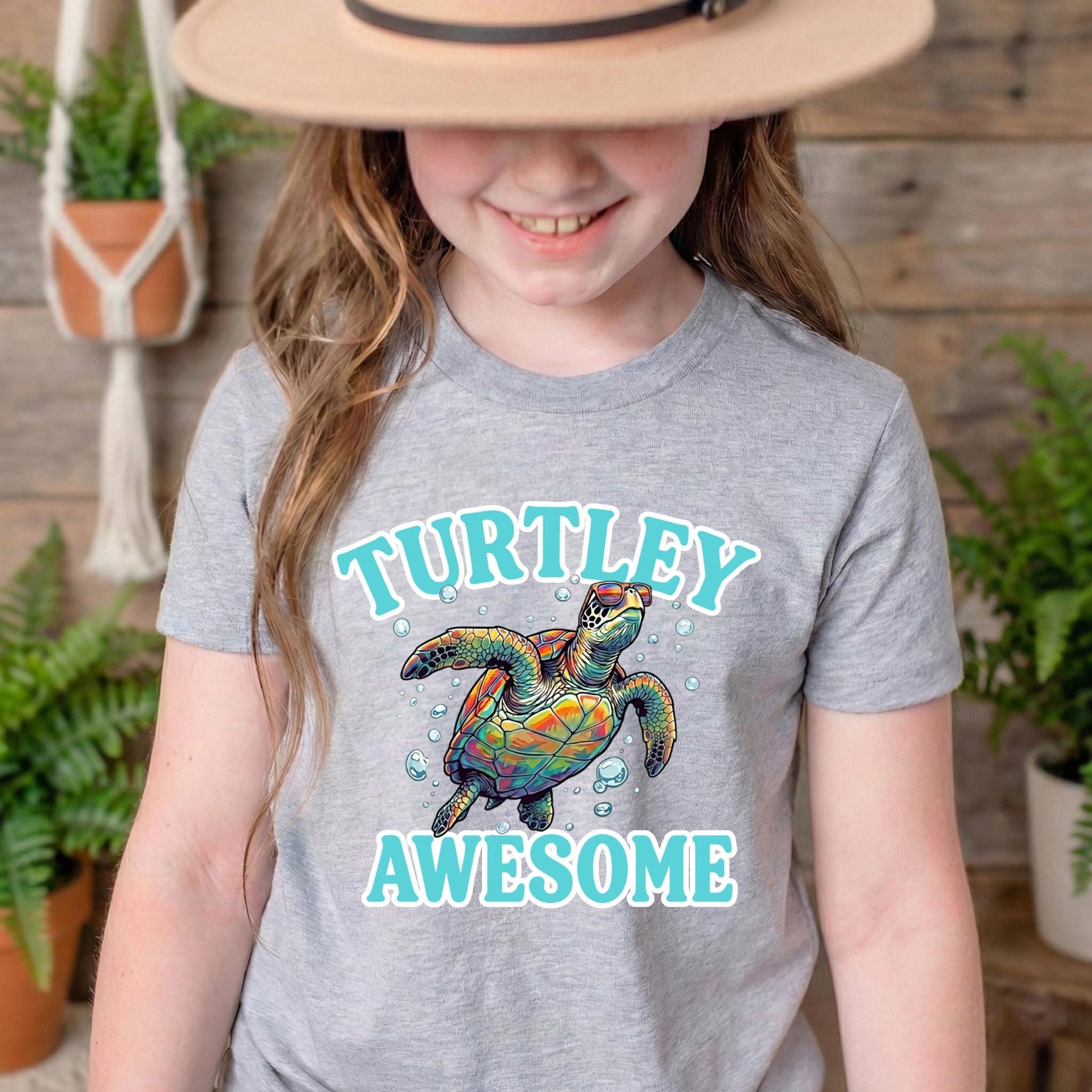 Turtley Awesome Toddler Shirt, Cute Sea Turtle Kids Tee, Funny Ocean Animal T-Shirt, Summer Beach Outfit for Boy Girl