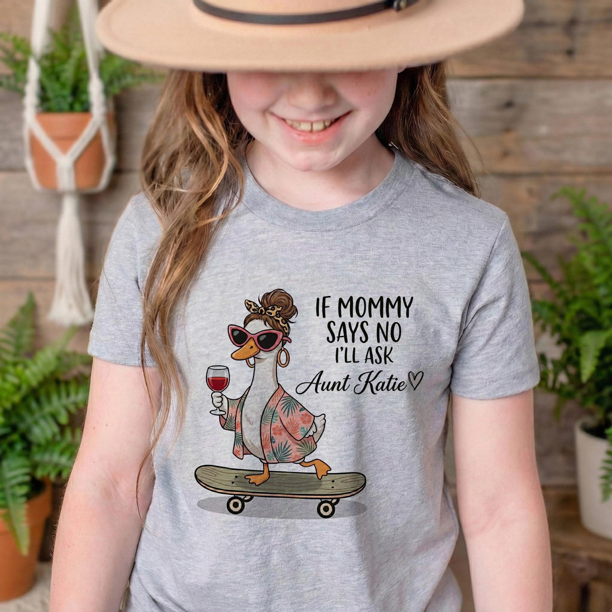 Personalized If Mommy Says No I'll Ask Auntie Shirt, Funny Aunt Duck Baby Onesie, Custom Niece Nephew Bodysuit, Baby Shower Gift To Be