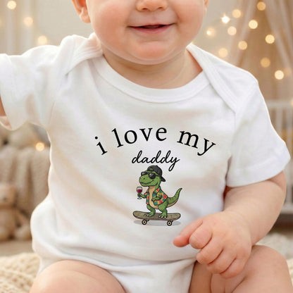 I Love My Custom Name Baby Onesie, Personalized Newborn Bodysuit, Custom Aunt Uncle Daddy Outfit, Funny Dinosaur Goose Baby Clothes
